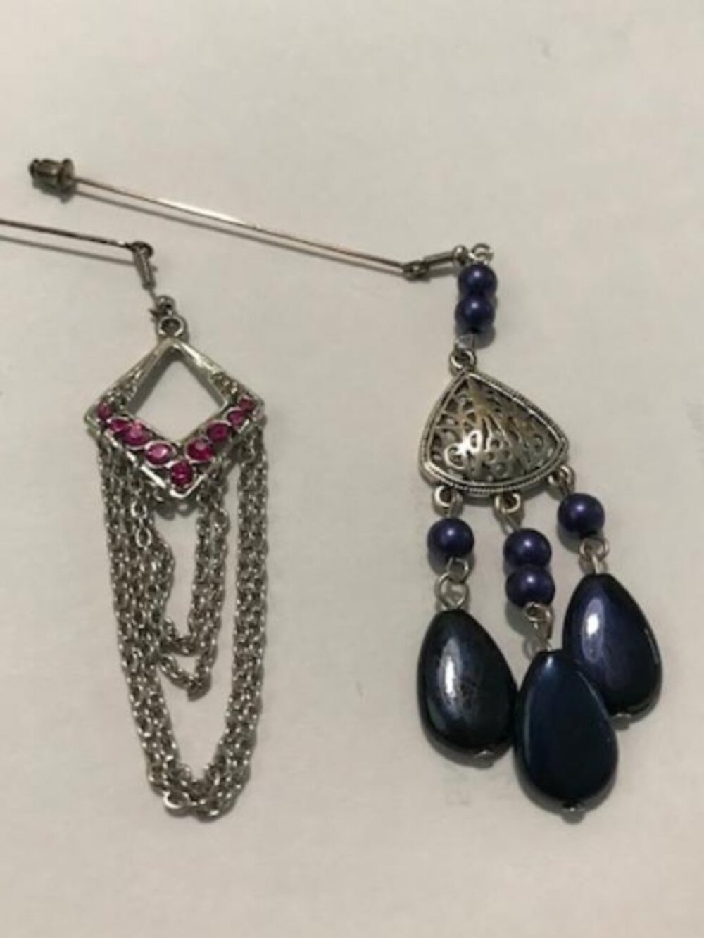 Pink Hijab Stick Pin + Dark Blue Hijab Stick Pin